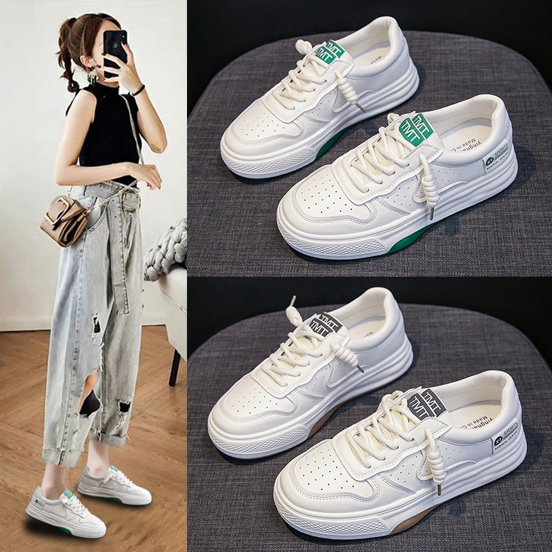 网红薄款学生厚底平底新品百搭小白鞋休闲时尚板鞋【23772】