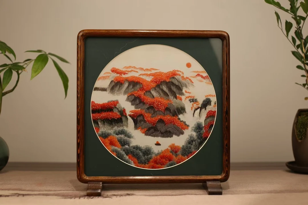 苏绣立体刺绣透沙挂画新中式客厅装饰