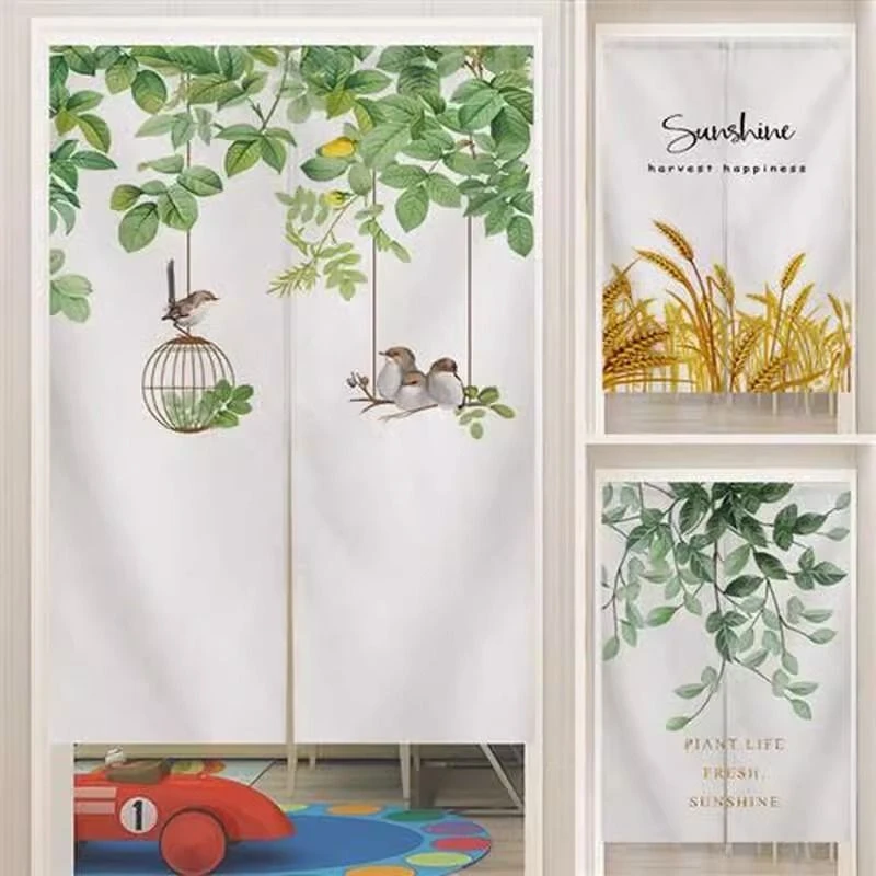 北欧ins风客厅布艺门帘厨房卧室洗手间厕所半帘隔断帘免打孔清仓