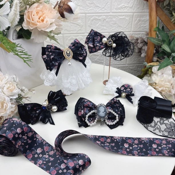 暗夜玫瑰丝带蝴蝶结布艺diy手工材料礼品花束包装缎带服装织带