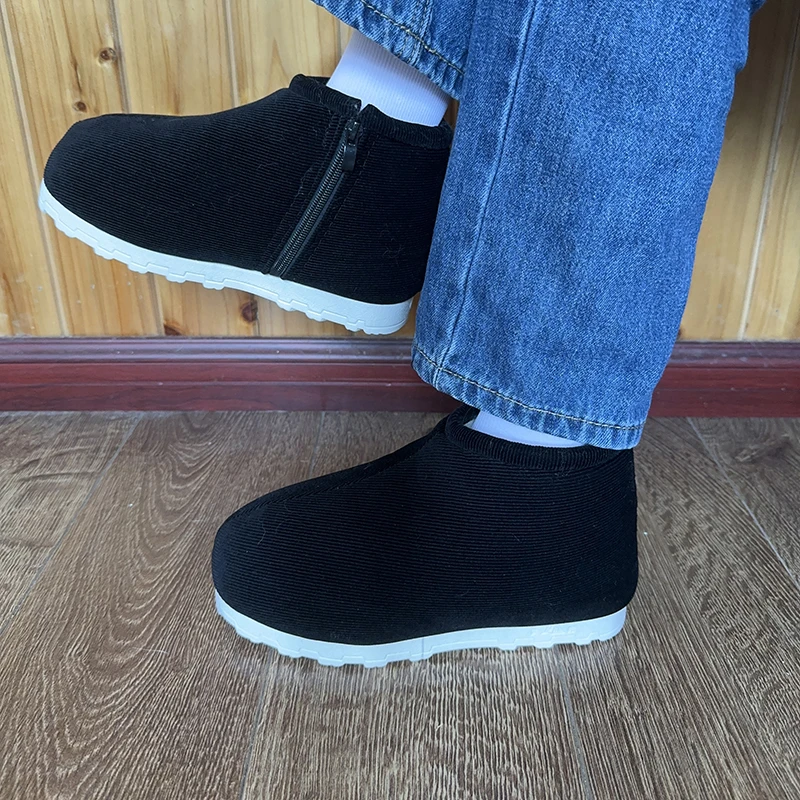 冬季传统棉鞋加绒加厚中老年男士布鞋高帮手工棉鞋防滑保暖鞋