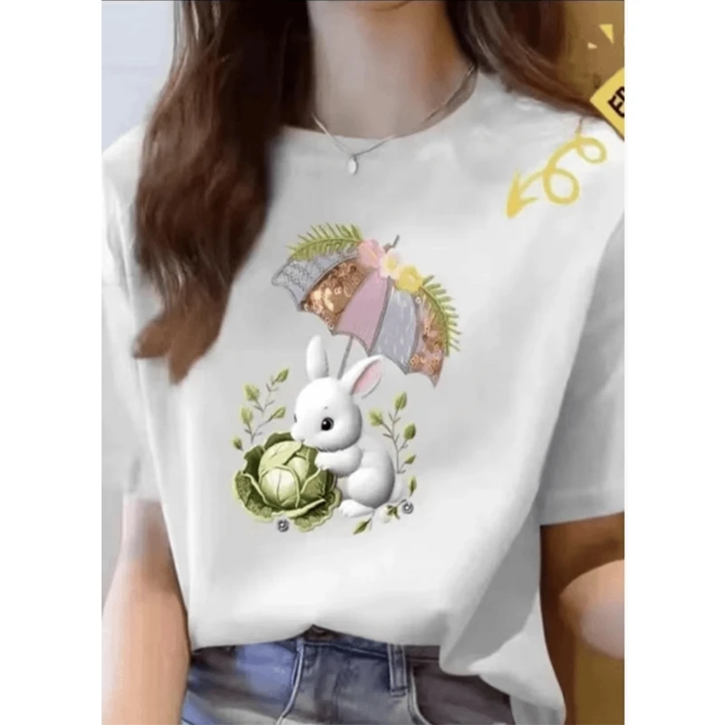 新款女士短袖圆领短袖t恤打底衫百搭情侣装印花纯棉潮流半袖