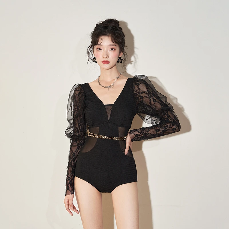 水星说【缪斯】泳衣女性感温泉蕾丝拼接轻奢ins风质感温泉度假