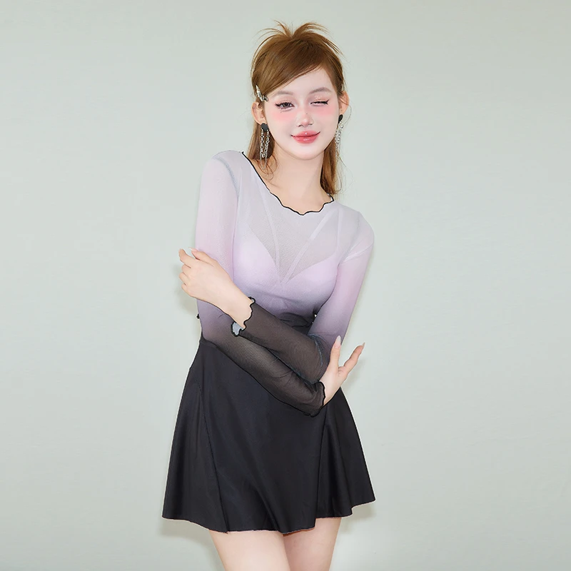 水星说【BP女团】泳衣女新款连体裙式两件套渐变遮肚显瘦温泉度假