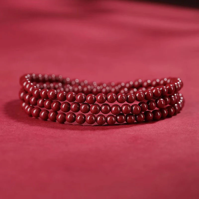 含辰砂工艺品高品质高含量紫金砂红砂4mm三圈款式 手链项链礼物