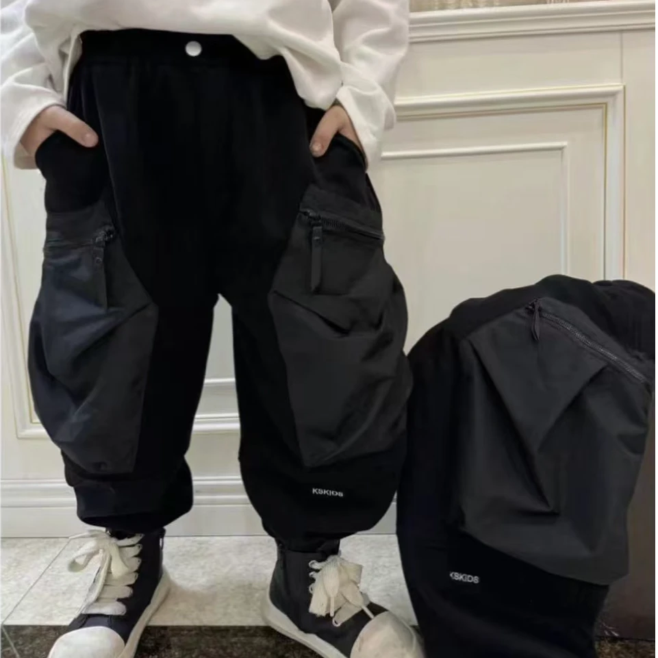 {加绒}儿童加绒裤子冬季男童工装裤一体绒保暖运动裤中大童工装裤