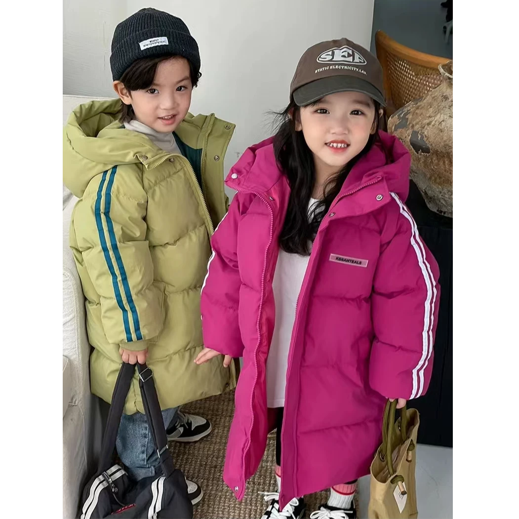儿童中长款棉服防风防雨保暖女童男童洋气宝宝连帽加厚中大童韩版