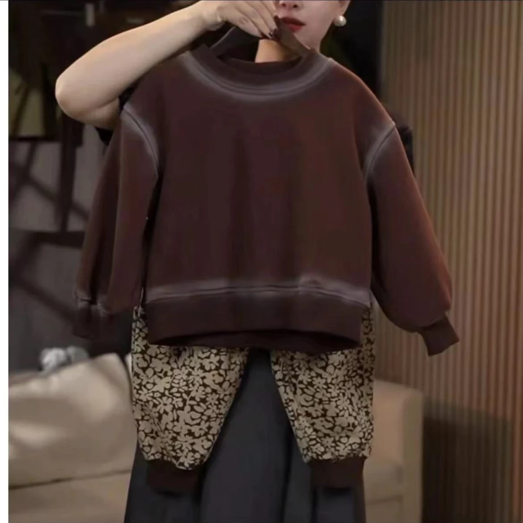 【现货】儿童设计师新款卫衣秋季2023休闲打底圆领百搭印花儿童长袖