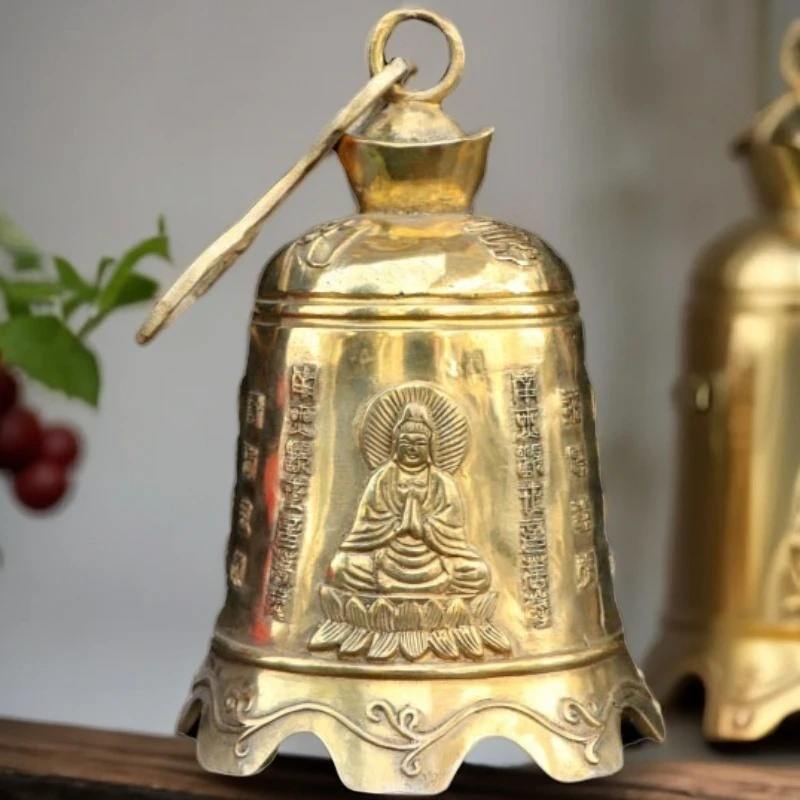 铜铃铛铜钟摆件工艺品家居复古风铃大钟装饰挂件家用中式摆放物品