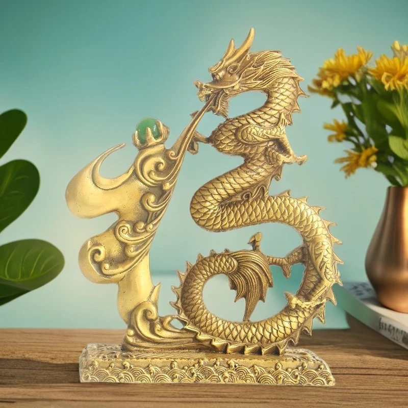 铜龙摆件高档创意铜风水龙青龙家居客厅上档次福龙招财装饰工艺品
