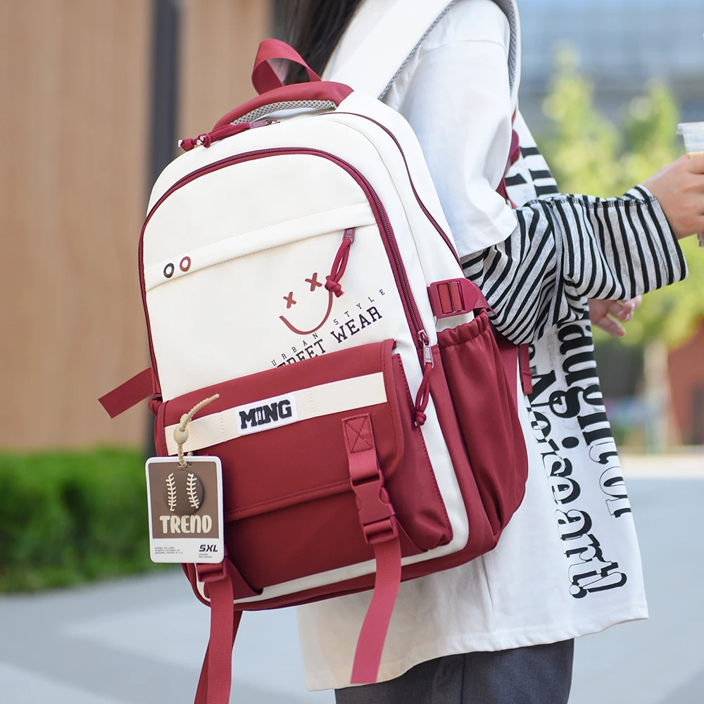 女学生双肩包休闲百搭简约韩版双肩包女初中生双肩背学院风日常包