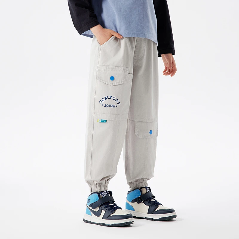 【KKI】全棉束脚休闲裤秋季宽松韩版收脚裤复古潮流中大童春秋