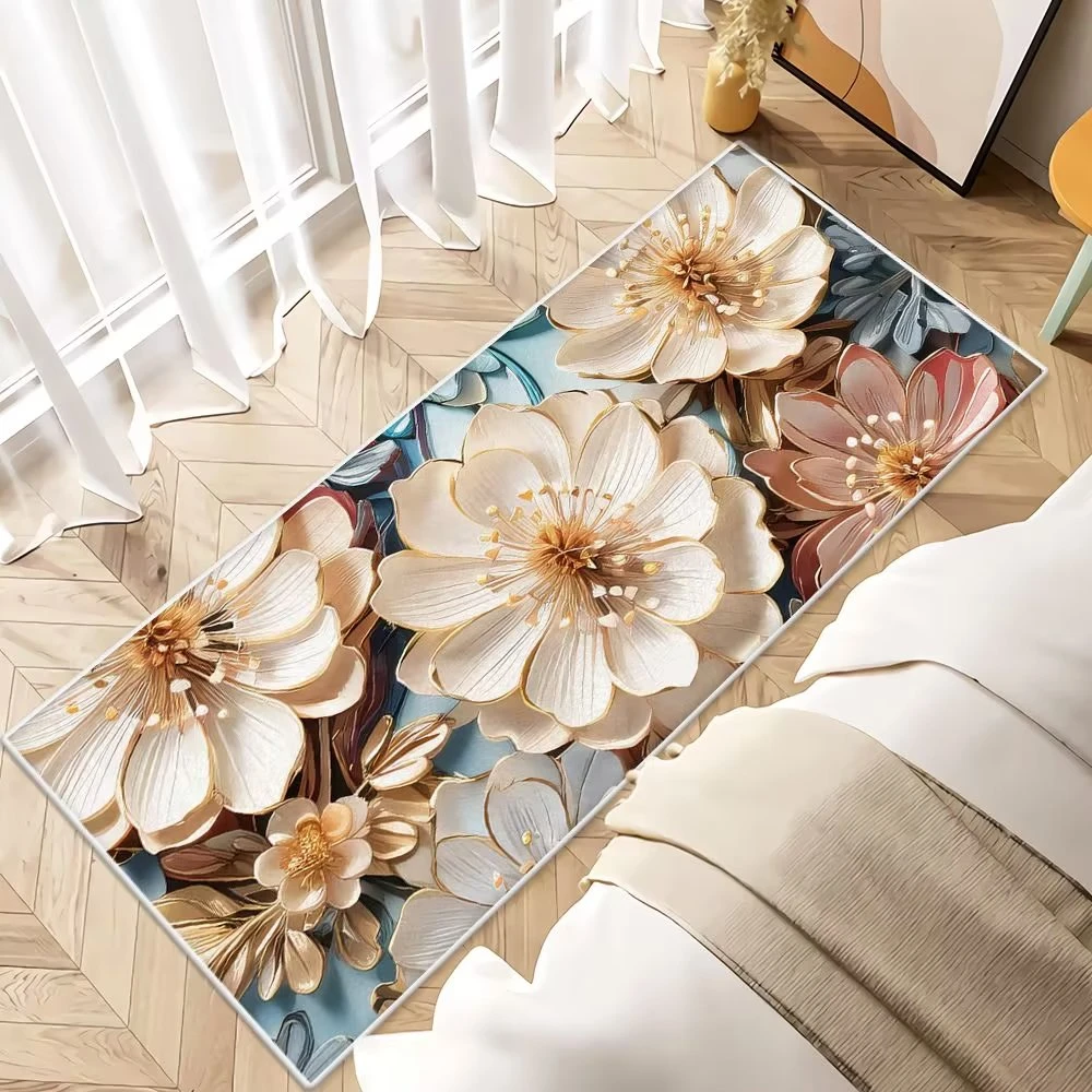 珐琅风卧室床边地毯家用房间飘窗阳台地垫柔软舒适防滑耐脏脚垫