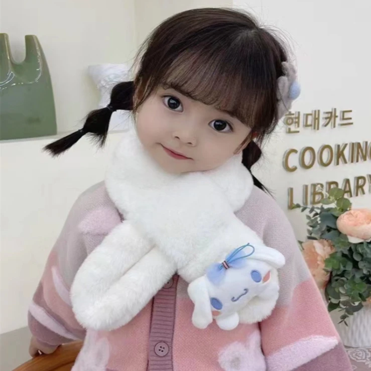 秋冬保暖围脖儿童围巾玉桂狗卡通韩系可爱毛绒脖套防寒加厚