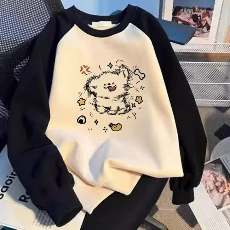 中大童撞色卫衣2026秋冬新款宽松洋气女童长袖圆领上衣插肩打底衫