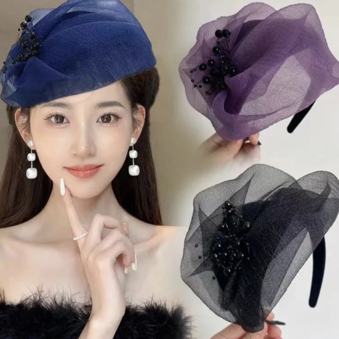 2024夏季新款遮白发折碎发半发帽时尚气质高雅发箍