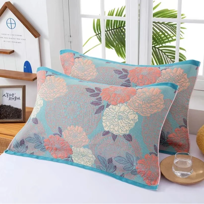 【一对装繁花枕巾】高档柔软透气成人加厚吸汗加大情侣家用枕头巾