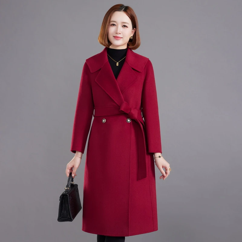 双面羊毛大衣女2025秋冬新款洋气妈妈高端减龄修身100%纯羊毛外套