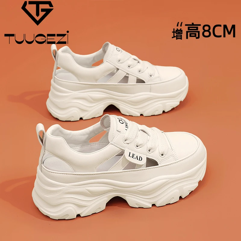【小个子穿搭增高8CM】TUUGEZI镂空厚底老爹鞋松糕鞋休闲鞋运动鞋女