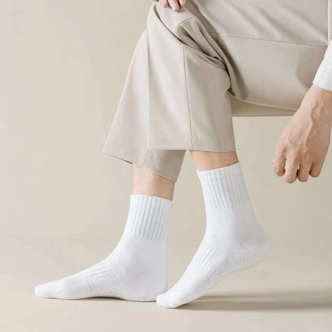 【拍3赠3发6双】中筒男士四季纯色运动防臭袜跑步减震户外吸汗袜子