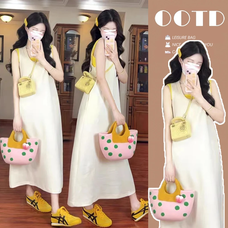 孕妇装网红外穿吊带背心裙洋气青春气质显瘦休闲高级感孕妇连衣裙