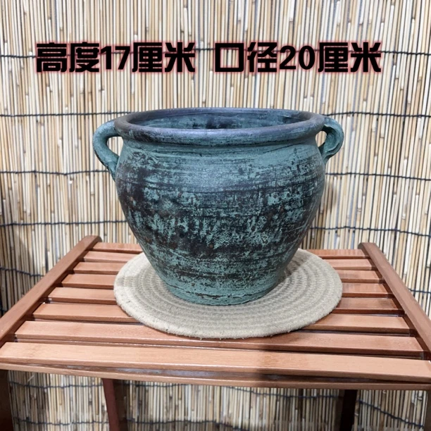 纯手工大口径多肉老桩绿植粗陶复古透气陶罐手工花盆带孔土陶瓦罐