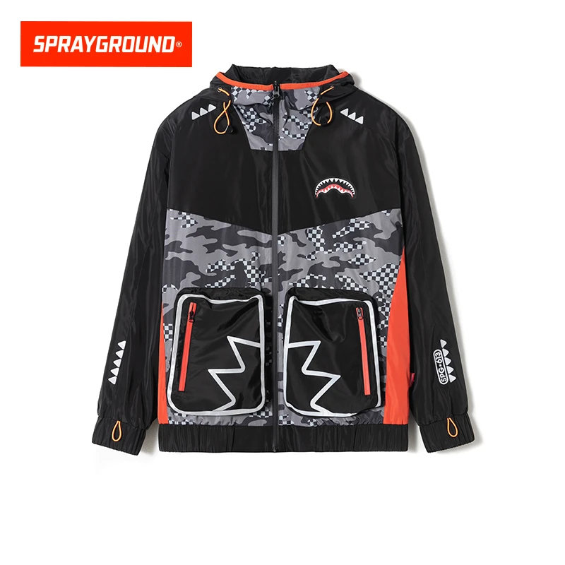 SPRAYGROUND鲨鱼嘴外套夹克拼接印花宽松男士春季新款JM W0731112