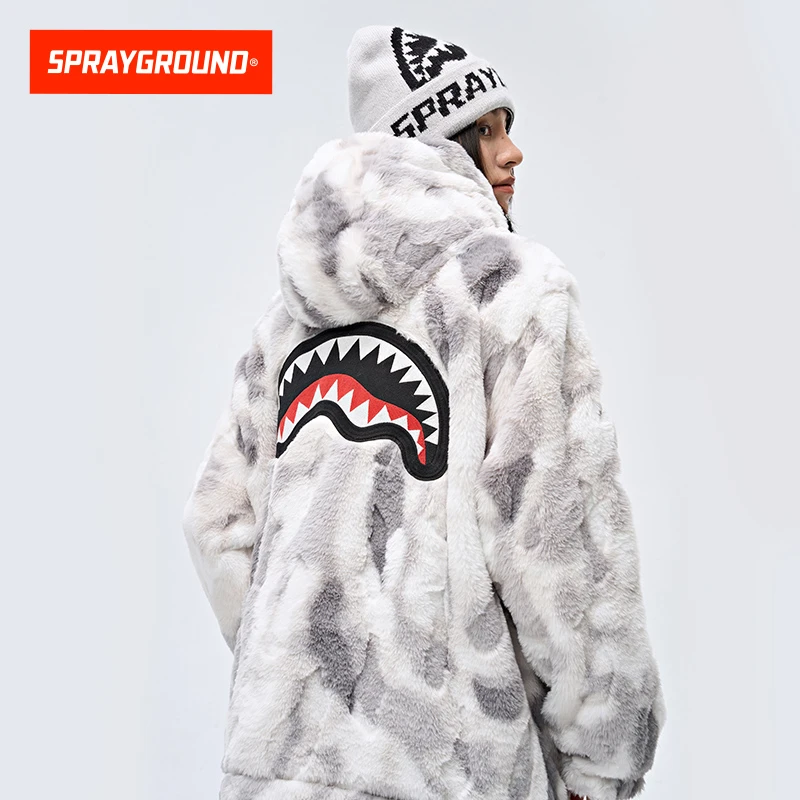 SPRAYGROUND 鲨鱼嘴双拉链毛绒夹克外套冬季潮流JM WE041102活动
