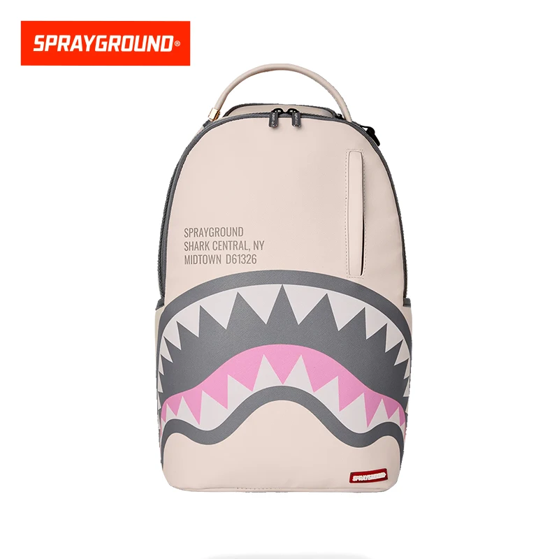 SPRAYGROUND 鲨鱼嘴灰粉拼接粉嘴双肩包潮流户外防水JM W1035715