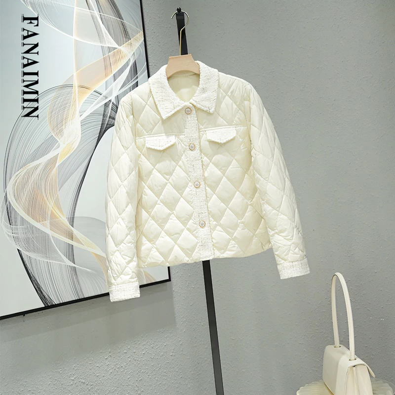 小香风轻薄羽绒服女白2025保暖90白鸭绒优雅时尚减龄白色羽绒服