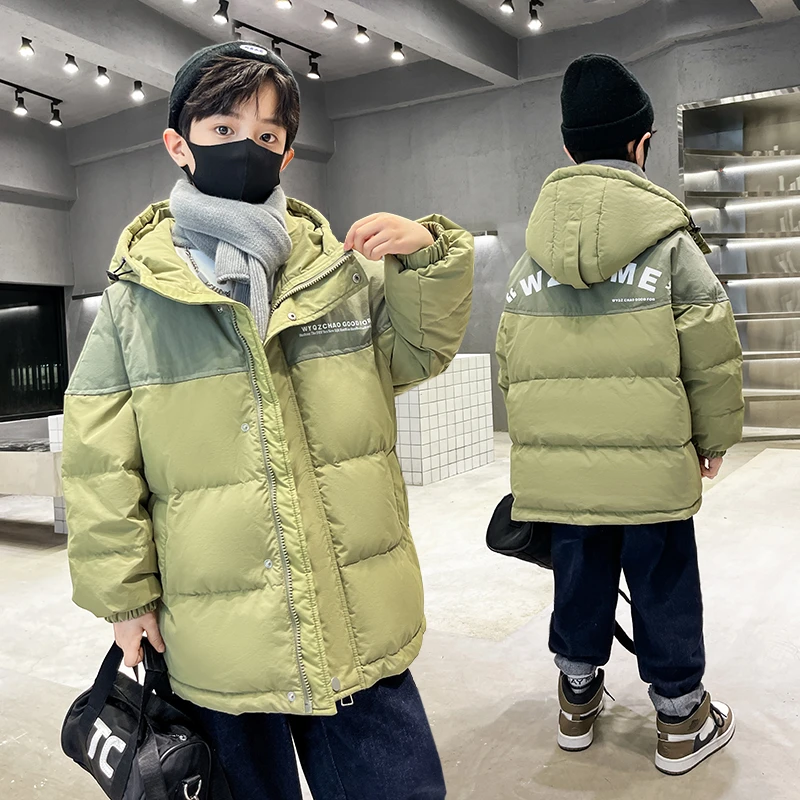 男童冬装加厚棉衣外套中长款2023新款中大儿童冬季男孩网红棉袄潮