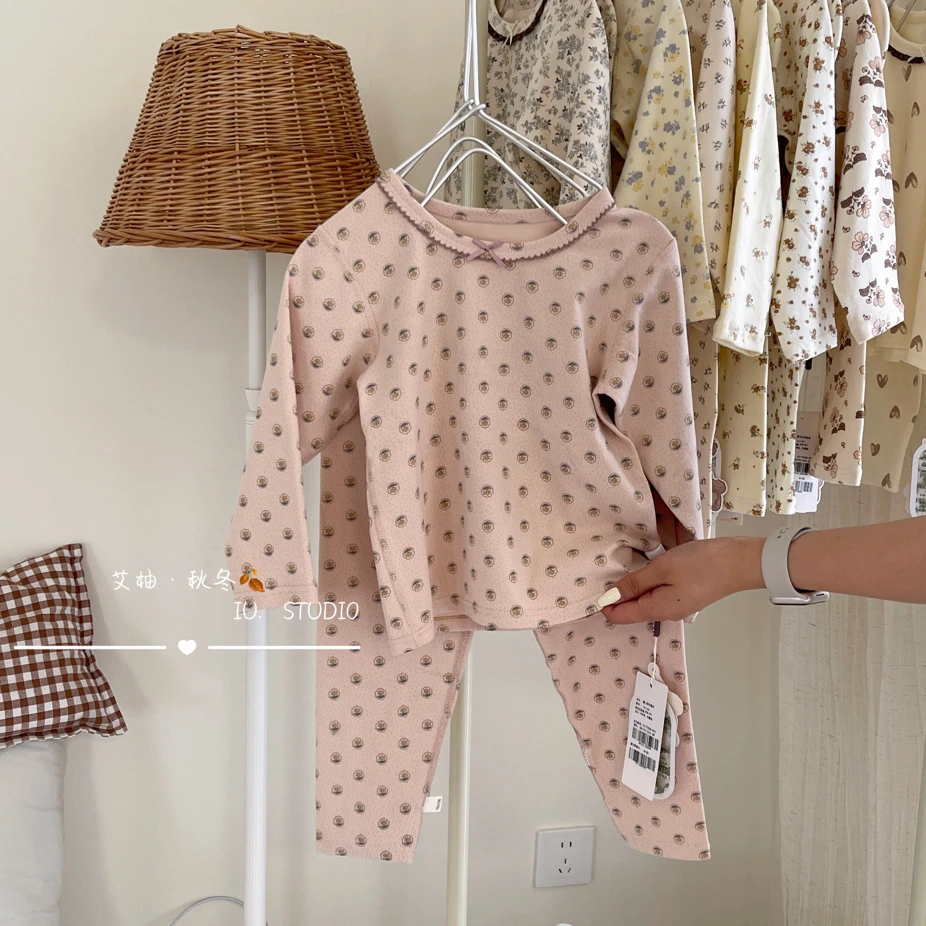 Z1-6。11162橘子300克女童爱心碎花时尚休闲家居服