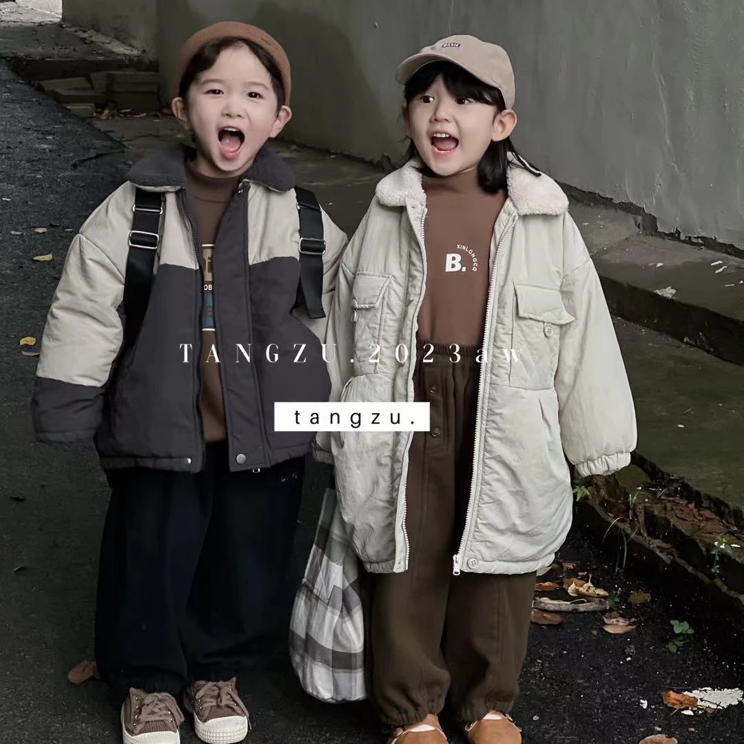 2305韩版儿童新款男女童中大童冬季兔毛绒长款加绒加厚外套