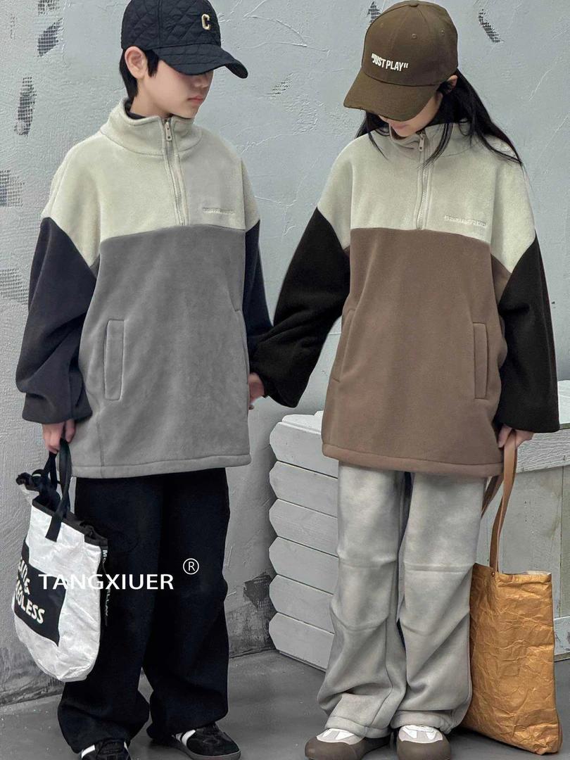 P2-5。3936橘子冬款奥利绒中大童时尚休闲上衣