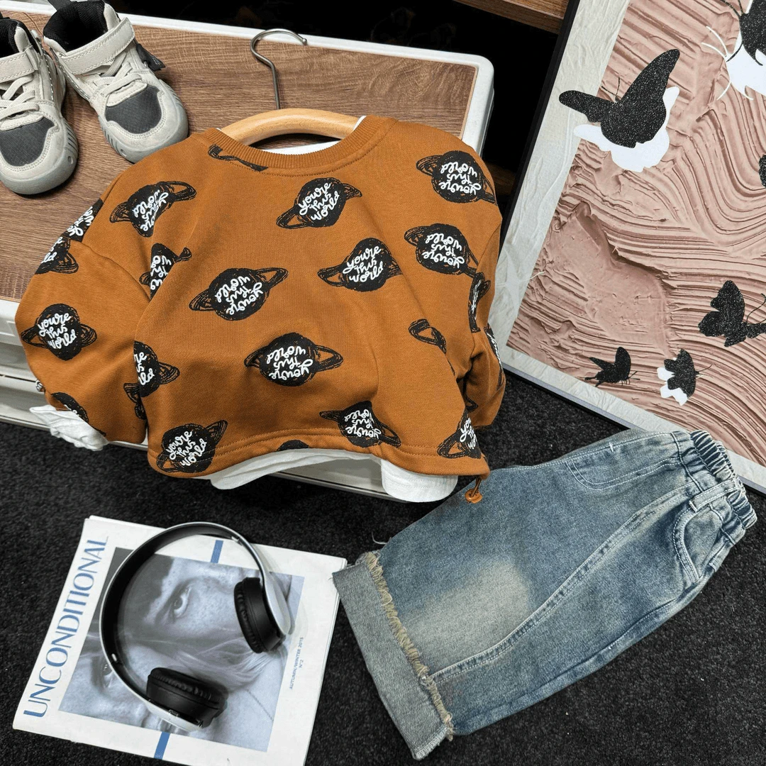 N2-2  。9838橘子秋款男童百搭个性时尚卫衣