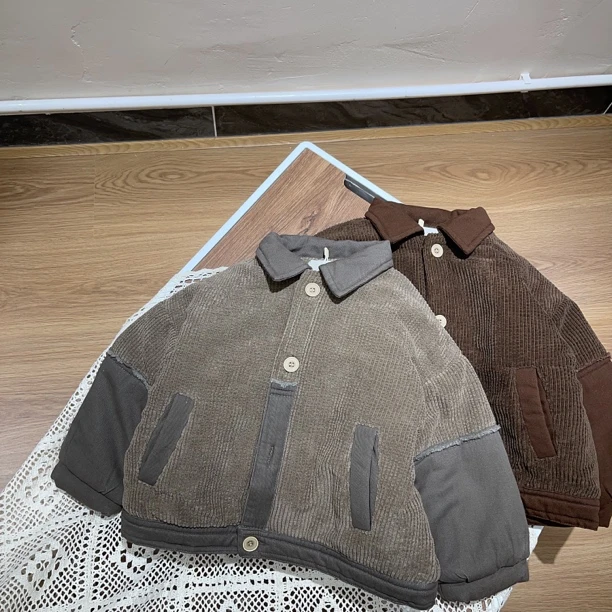 A1-6。23009儿童冬装男童灯芯绒棉衣宝宝外套秋冬季纯棉夹克洋气潮