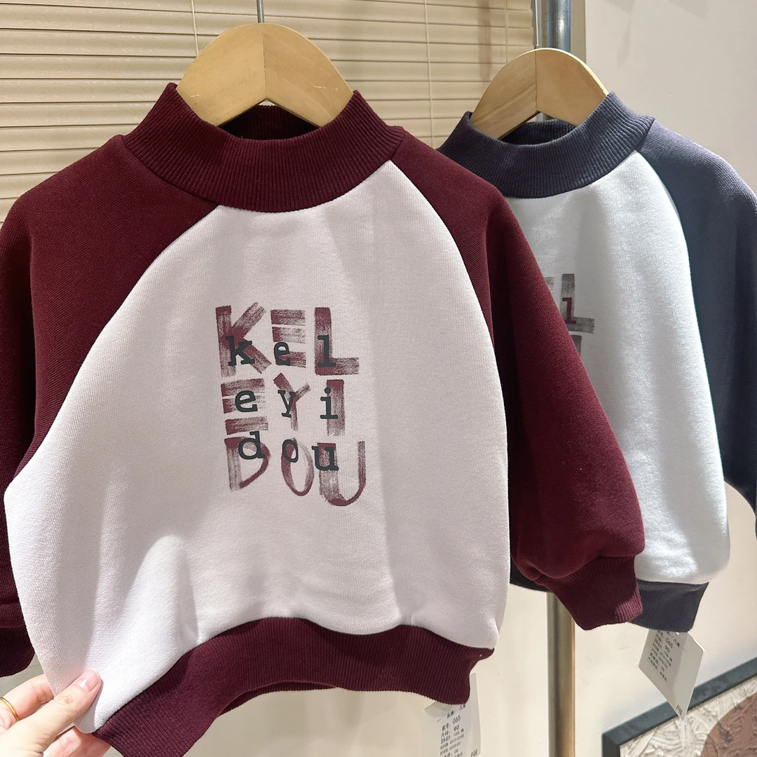 R2-10。065橘子冬款一体绒男童时尚潮流休闲百搭卫衣