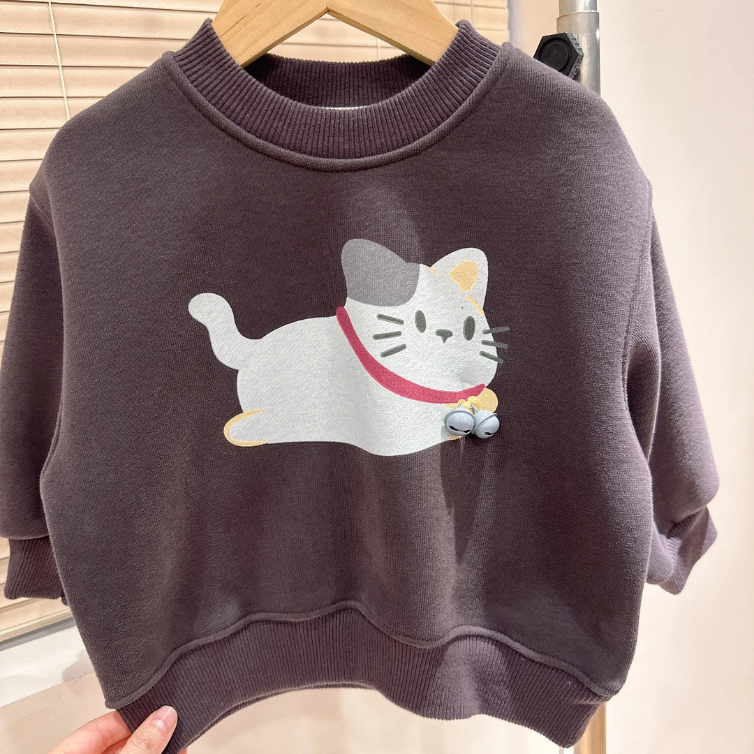 F3-6。5827橘子冬款一体绒男女童时尚潮流卡通圆领卫衣