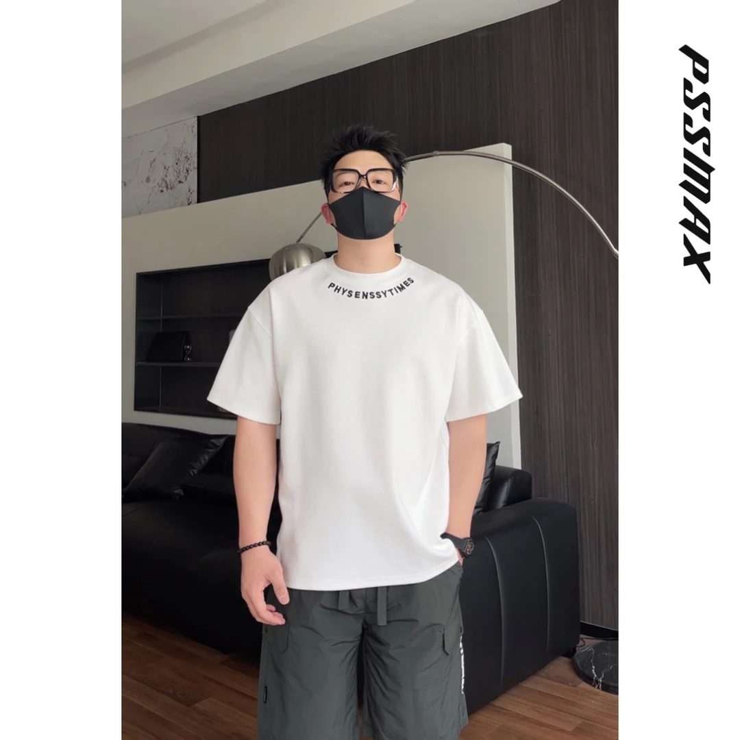 【现货】PSSMAX 胖俗俗【重磅显瘦】2025夏季休闲垂感短袖刺绣宽松T恤