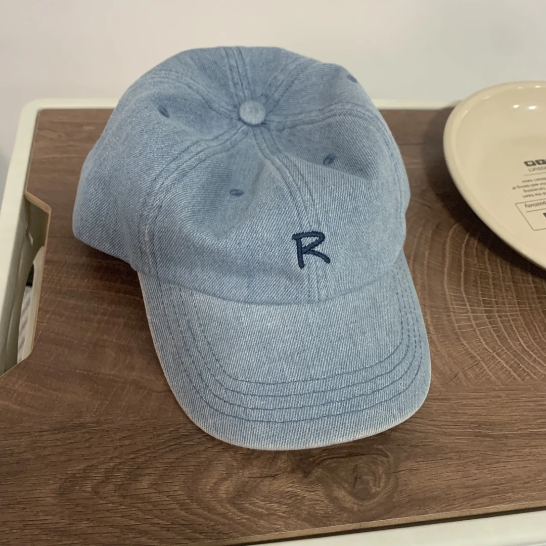刺绣R字母棒球帽2024新品 美式简约男女款遮阳牛仔帽显白鸭舌帽子