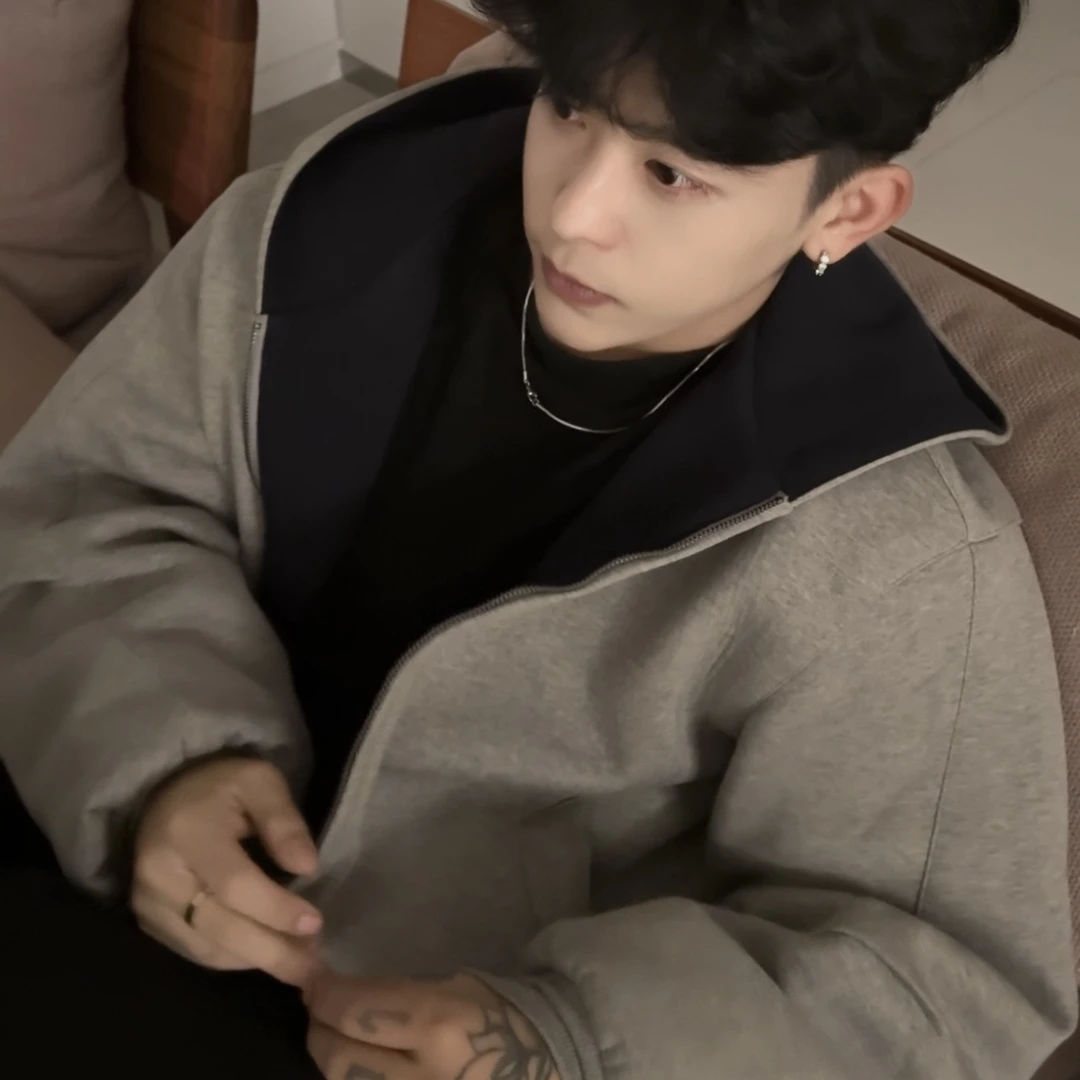 序77专属直播福利超厚款1000克双拉链短款连帽开衫卫衣男廓形秋冬