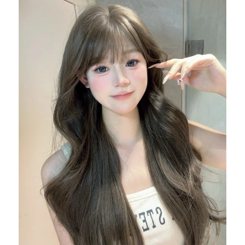 假发女长卷发仿真发冷棕色微卷造型全头套式蓬松隐形整顶假发套