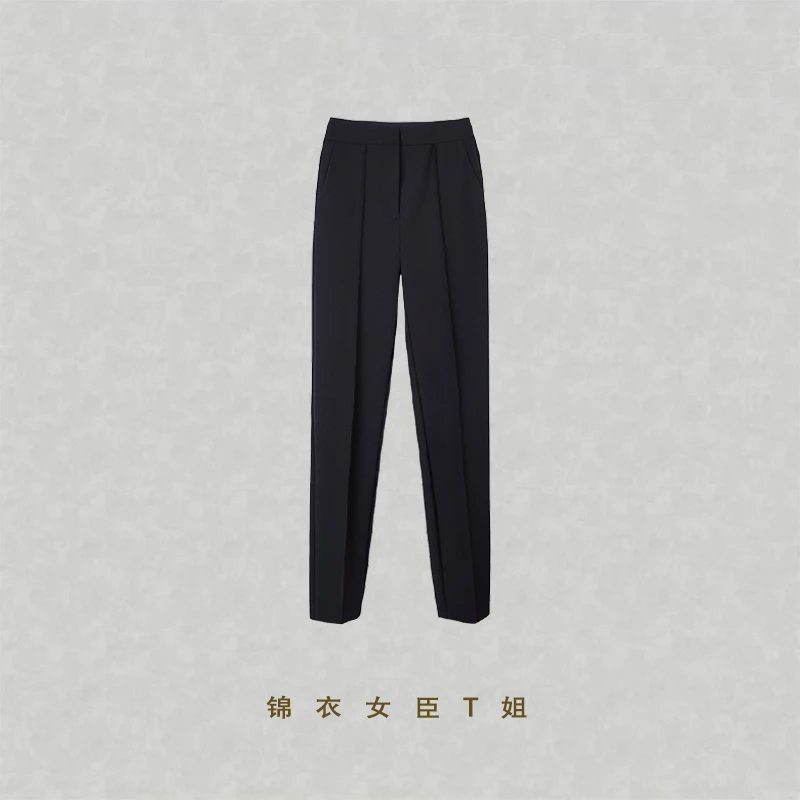 T姐原创新中式中国风设计师款时尚休闲简约通勤黑色铅笔裤304008