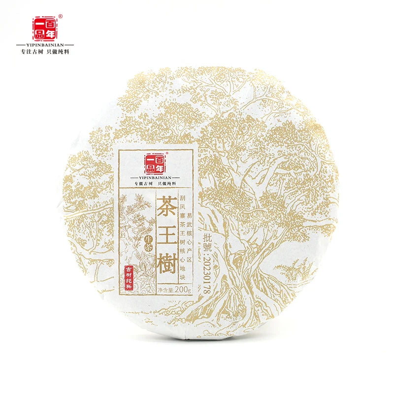 2022年易武产区刮风寨茶王树古树纯料春茶普洱茶生茶200克饼