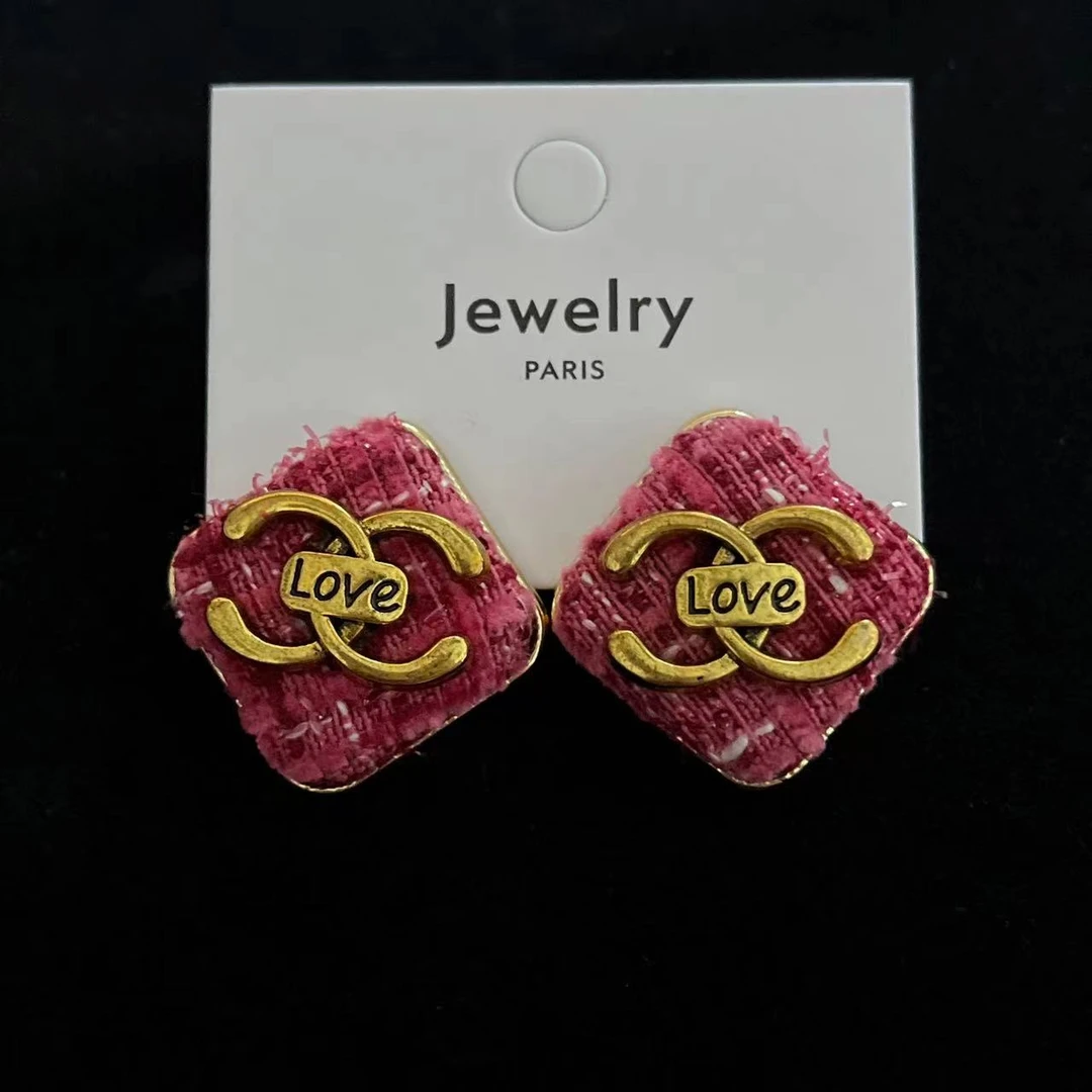 铜合金布艺耳饰 珀卡曼小香风优雅温柔耳环z157