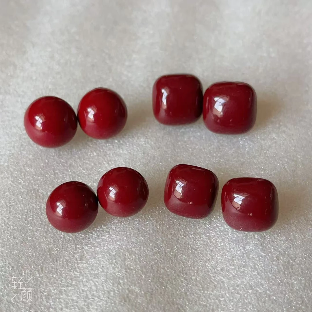 非金属树脂耳饰 珀卡曼优质安哥拉红色耳钉A104