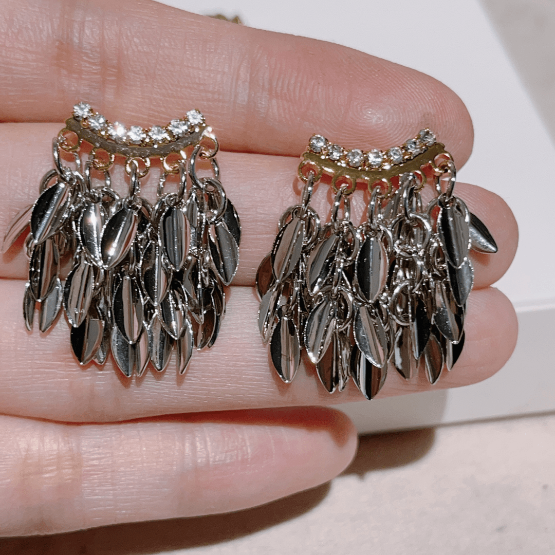 铜合金耳饰  瀑布流苏耳环叶子半流苏耳环z141