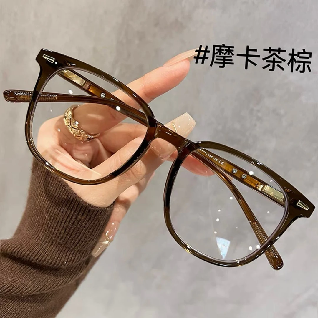超轻茶棕色眼镜框女近视可配度数素颜神器大框显瘦方圆脸眼睛镜架