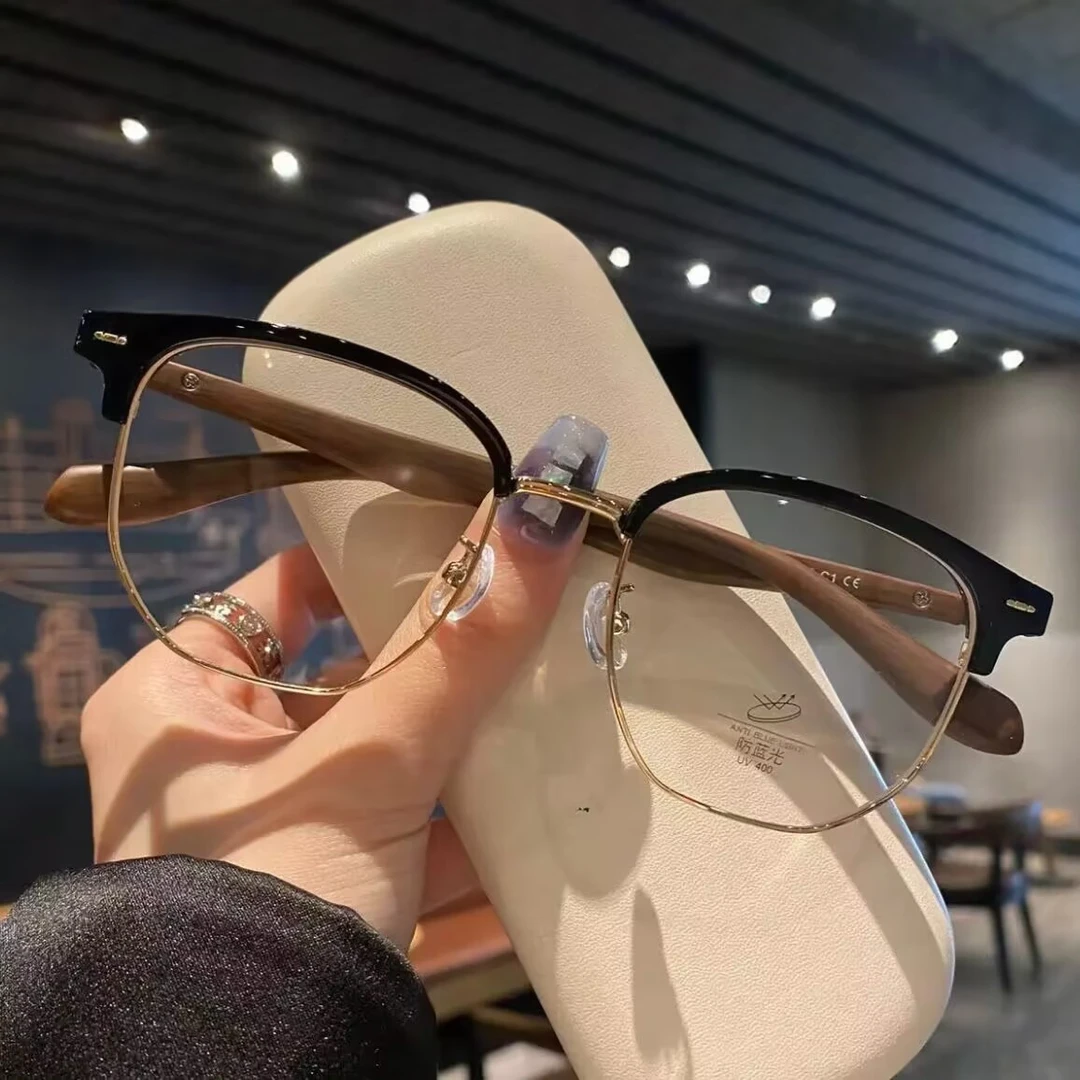 超轻半框斯文半框眼镜男款近视专业可配度数痞帅大脸显瘦眼睛架女