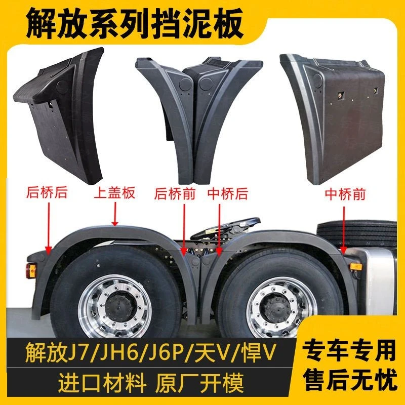 适配解放挡泥板J6P500P驱动轮拉带JH6J7天V悍V后轮挡泥板内衬上盖
